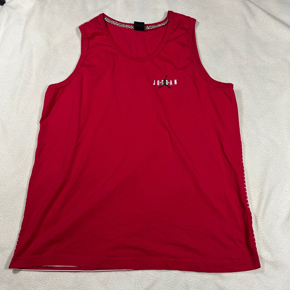 Jordan Tank Top Mens XXL Red Striped Back Jumpman Logo Basketball Gym Sleeveless - Picture 2 of 6